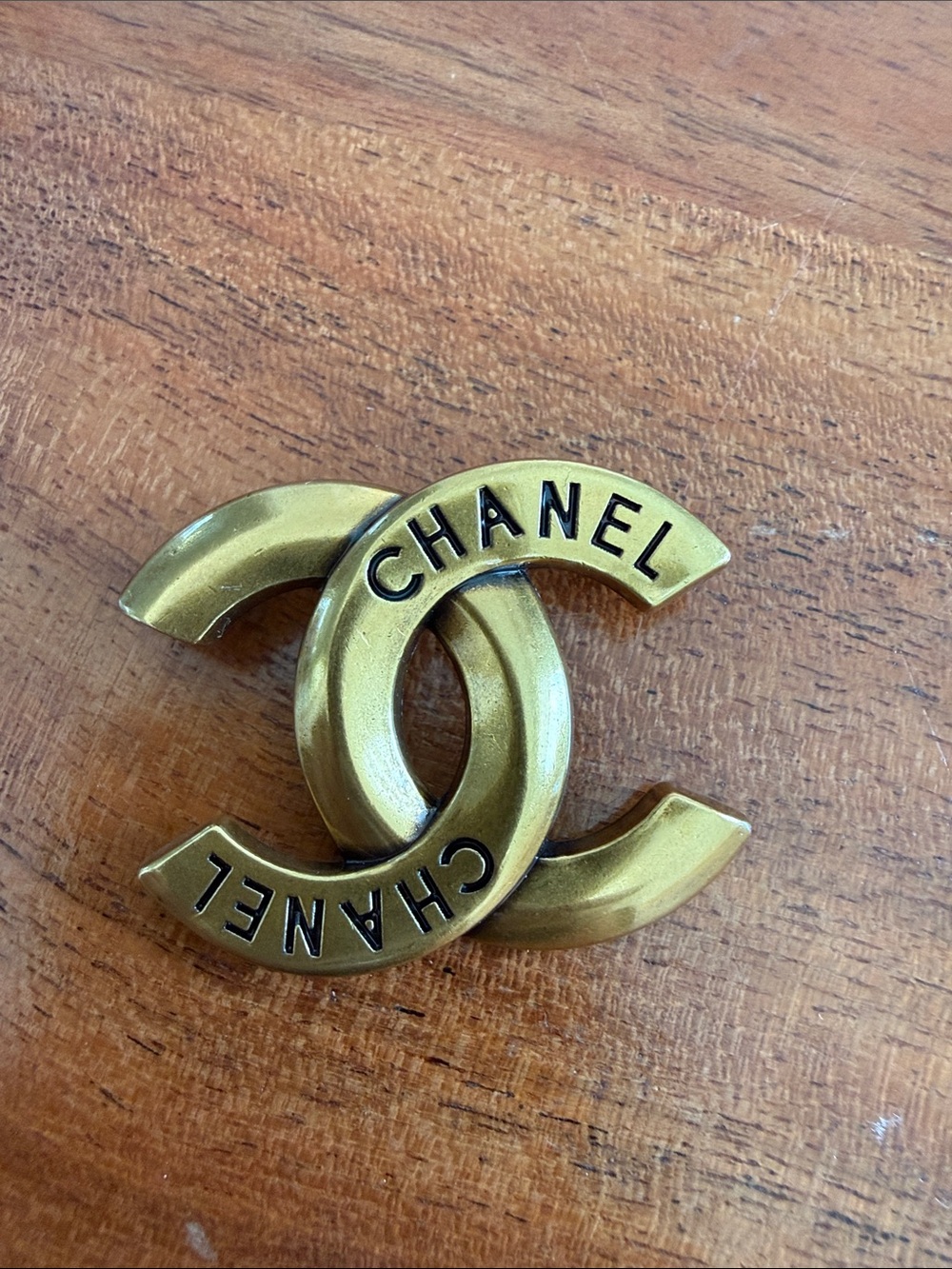 LAST ONE Upcycled CC Brass-Tone Interlocking CC brooch